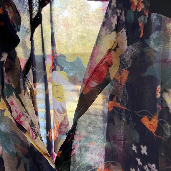 Mango MNG Collection Floral Sheer Shirt Sz XS - Picture 10 of 11